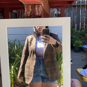 Vintage Brown Plaid Blazer